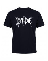 T-shirt de musculation noir avec logo central Lift or Die style Death Metal vu de face - Warrior Gear