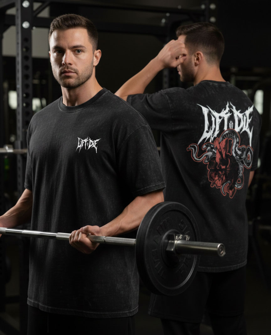 t-shirt oversize lavata per bodybuilding - t-shirt oversize acid wash lift or die bodybuilding