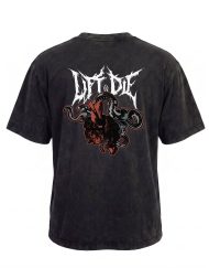 T-shirt oversize dĂ©lavĂ© de musculation et bodybuilding style Death Metal vu de dos - Warrior Gear