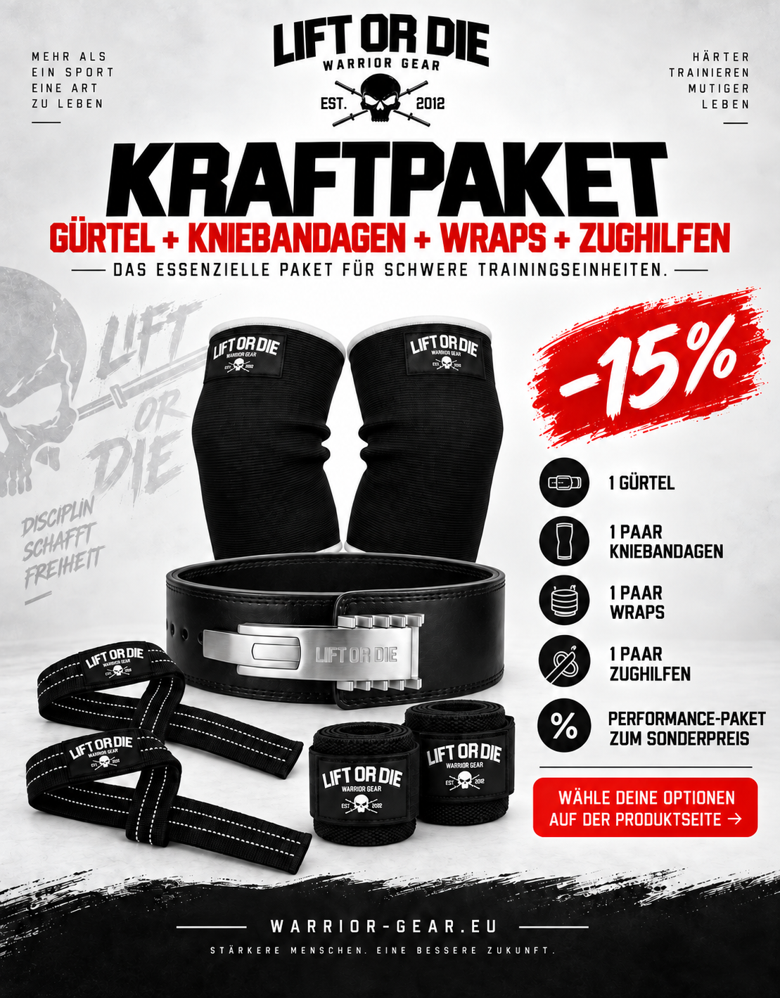 warrior gear Force Pack: Force Pack, Gürtel, Knieschoner, Gurt