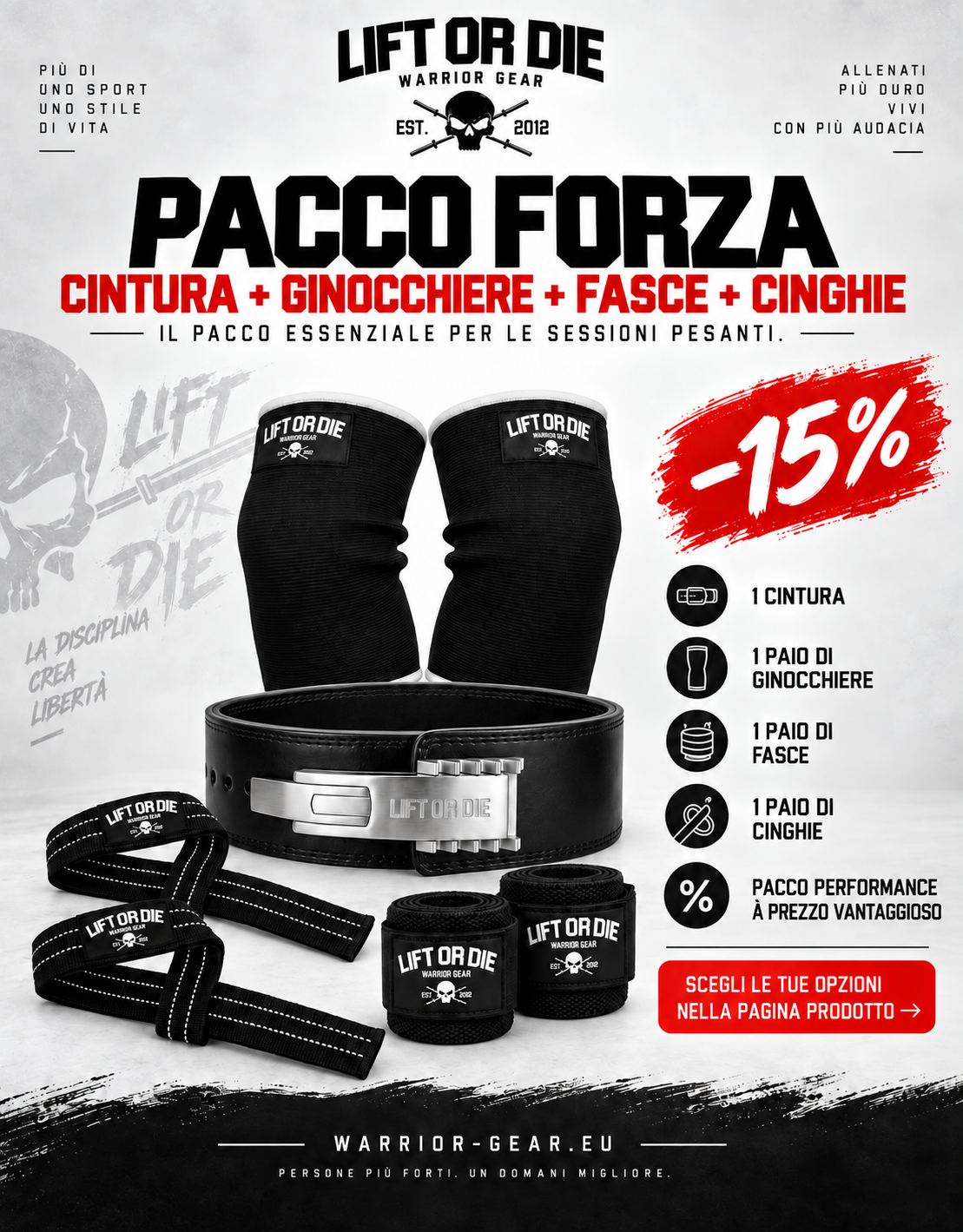 warrior gear Force Pack: Force Pack, cintura, ginocchiere, cinghia