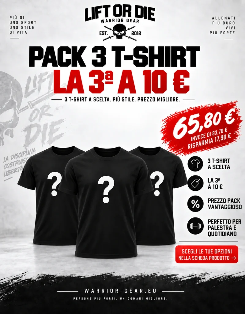 Confezione da 3 magliette warrior gear - bodybuilding - strongman - powerlifting