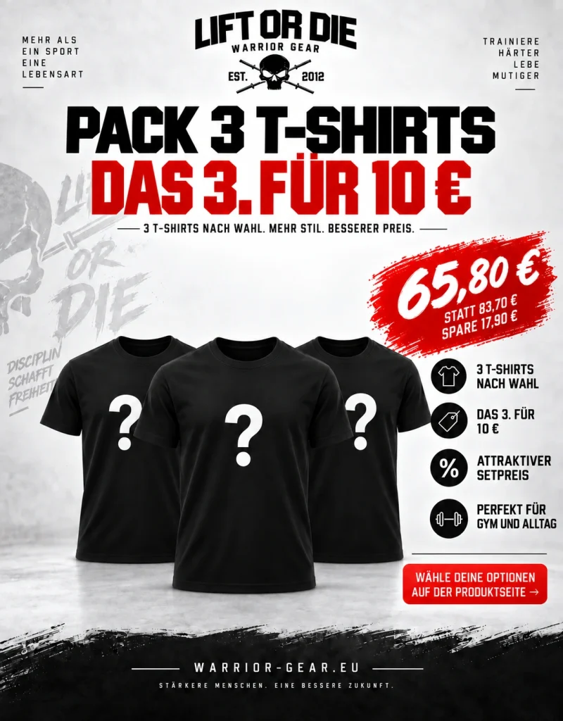 3er-Pack warrior gear T-Shirts - bodybuilding - strongman - powerlifting
