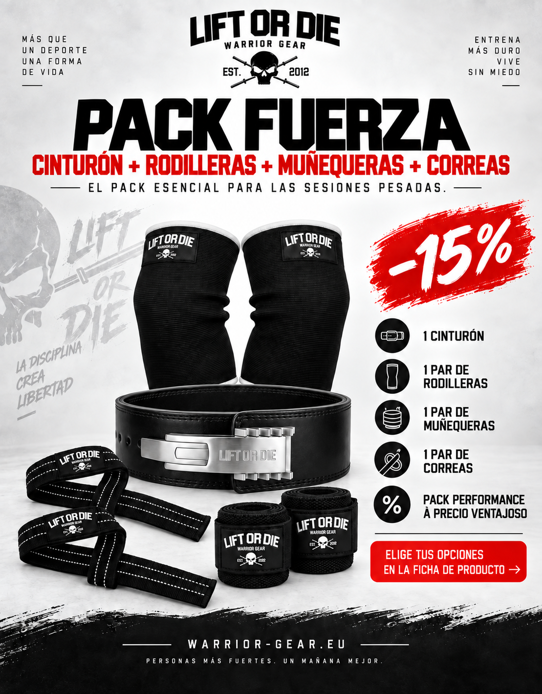 Mochila Force Pack warrior gear : Mochila Force Pack, cinturón, rodilleras, correa