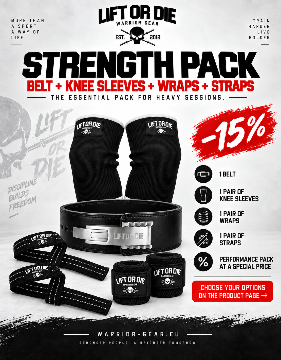 warrior gear Force Pack: Force Pack, belt, knee pads, strap